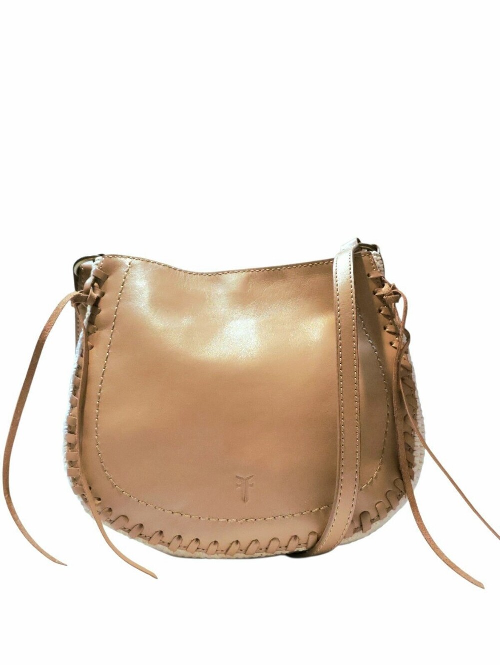 FRYE Hailey Leather Convertible Crossbody Bag with Woven Sides NWOT Western Boho